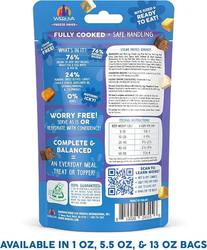 Weruva Dog Freeze Dried, Steak Frites Dinner with Sirloin Tip, Egg, Pumpkin & Sweet Potato, 1oz Bag
