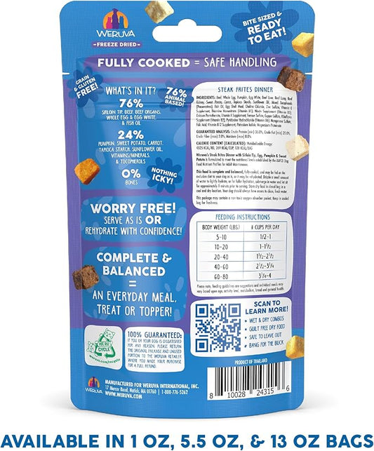 Weruva Dog Freeze Dried, Steak Frites Dinner with Sirloin Tip, Egg, Pumpkin & Sweet Potato, 1oz Bag