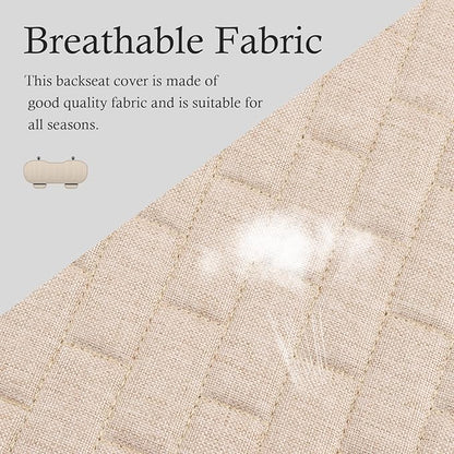 Car Back Seat Cover,Non-Slip & Breathable Bench Seat Cover with Side Pockets for Car Storage & Protecting Interiors,Universal All-Season Seats Back Protector for Most Cars (Rear Seat Cover/Biege)
