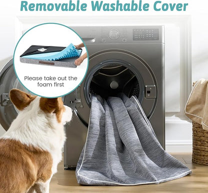 COZY KISS Cooling Dog Bed for Crate, Waterproof Orthopedic Dog Crate Mat with Removable Washable Cover, Egg Crate Foam Support Dog Bed, 36x27x3 Inch,Dark Grey