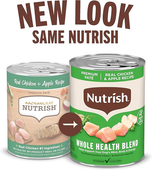 Nutrish Premium Paté Wet Dog Food,Real Chicken & Apple Recipe Whole Health Blend,13 oz. Can,(Rachael Ray),(Pack of 24)