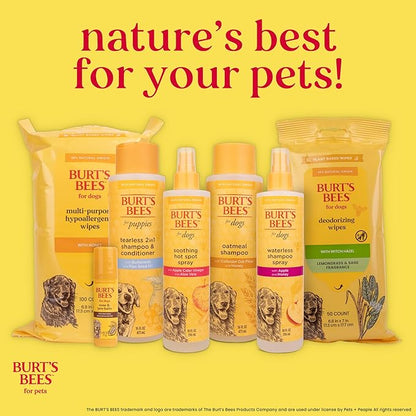 Burt's Bees for Pets Tearless Puppy Shampoo with Buttermilk and Flaxseed Oil, Gentle Dog Shampoo for Puppies 8+ Weeks, Fragrance Free Coat Cleanser with 95% Natural Origin Formula, 16 Fl Oz