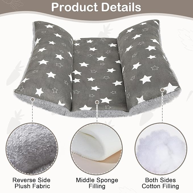 Rabbit Bed 15"X14"Thickened and Soft Bunny Bed Washable Cuddle Cushion Plush Mat Double-Sided Plush Small Pet Flop Mat Cotton Pillow for Rabbit
