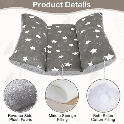 Rabbit Bed 15"X14"Thickened and Soft Bunny Bed Washable Cuddle Cushion Plush Mat Double-Sided Plush Small Pet Flop Mat Cotton Pillow for Rabbit
