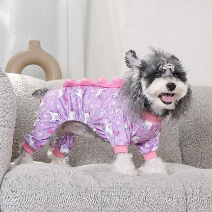 CuteBone Dinosaur Costume Dog Pajamas, Stretchy Spandex Crystal Velvet Sleepwear Coat for Small Dogs, Soft & Warm Pet Outfit Clothes for Cold Weather, Cozy Pullover Design COSP11XS