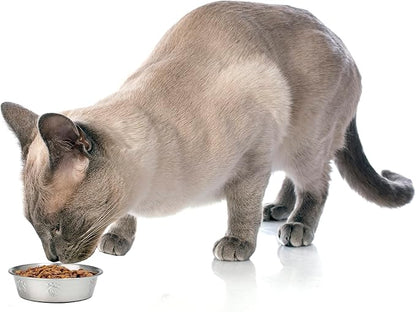 PetRageous 60046 Cayman Classic Non-Skid Stainless-Steel Dishwasher Safe Bowl 1-Cup Capacity 4.5-Inch Diameter 1.5-Inch Tall for Small Dogs and Cats of Any Size, Metallic (Pack of 3)