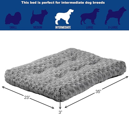 MidWest Homes for Pets Intermediate QuietTime Deluxe Gray Ombre Swirl Plush Pet Bed, Machine Washable, Non-Skid Bottom, Soft Crate Mat for 36-inch Crates