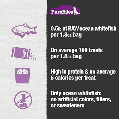 PureBites Freeze Dried Dog Treats, Whitefish, 50g | 1.8oz Pack of 2