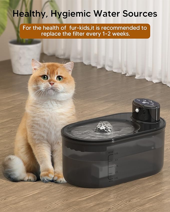 subteenmate Wireless Cat Water Fountain Filters Set, 10 Filters & 2 Pre-Filter Sponges for 3L/101oz Automatic Water Pet Fountain