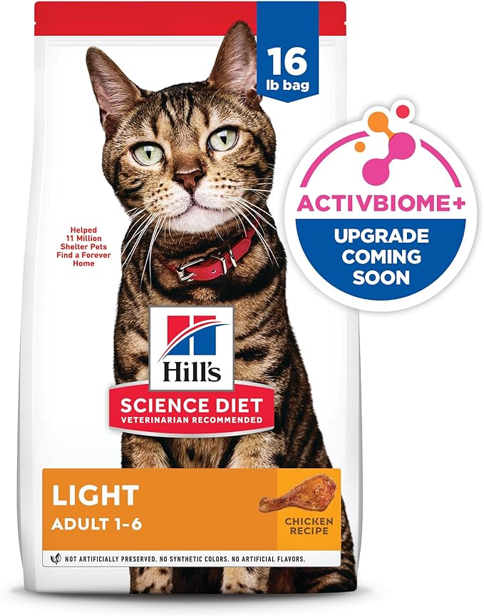 Hill's Science Diet Adult 1-6 Light Dry Cat Food, Chicken, 16 lb. Bag