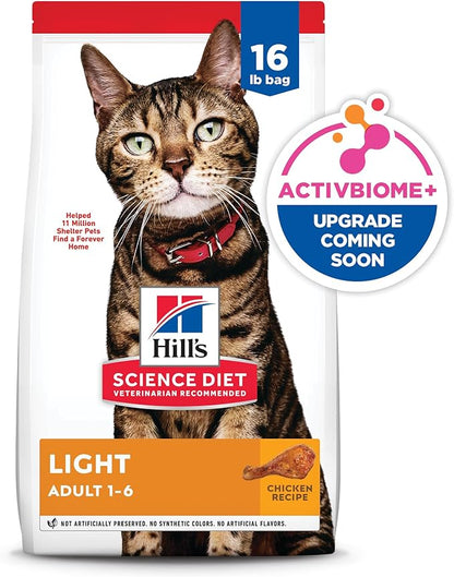 Hill's Science Diet Adult 1-6 Light Dry Cat Food, Chicken, 16 lb. Bag