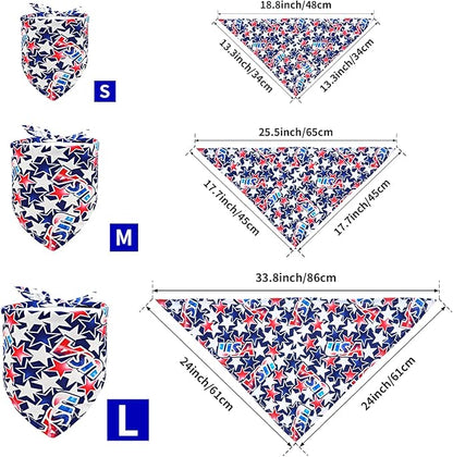 4th of July Dog Bandanas for Medium Dogs 7 Pcs Hemming Seam Edge Patriotic Dogs Bandanas Independence Day Flag Day Scarfs Small Puppy Cats Grooming M