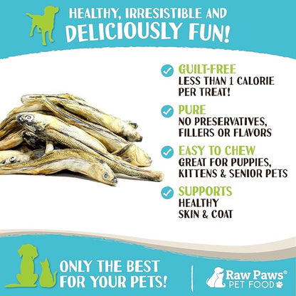 Raw Paws Smelt Freeze Dried Minnows for Cats & Dogs, 2-oz - Made in USA - Freeze Dried Fish for Cats - Single Ingredient Fish Dog Treats - Minnows Dog Treats