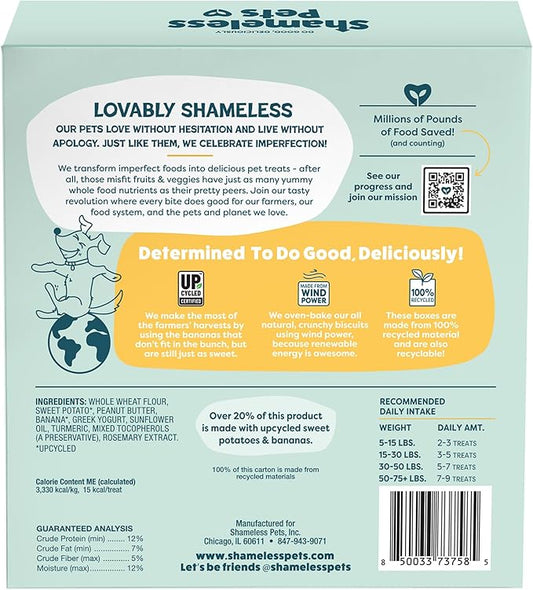 Shameless Pets Crunchy Dog Treats - Peanut Butter Split, 12oz - Healthy Dog Biscuits & Cookies Treats for Medium, and Large Dogs - Made in The USA - Free from Corn & Soy