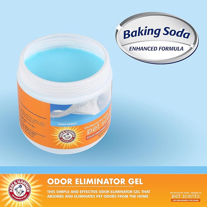 Arm & Hammer for Pets Pet Scents Solid Gel Deodorizer in Fresh Breeze Scent | Room Deodorizer Solution for Homes with Pets, Odor Removing Gel, 15 Ounces - 12 Pack