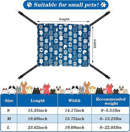 2 Pieces Reversible Cat Hanging Hammock Soft Breathable Pet Cage Hammock with Adjustable Straps and Metal Hooks Double-Sided Hanging Bed for Cats Small Dogs Rabbits, Medium