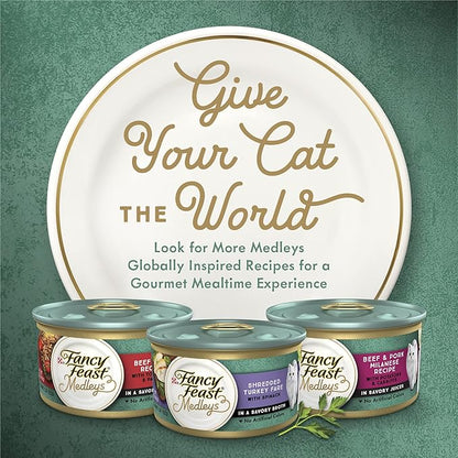 Purina Fancy Feast Medleys Wet Cat Food Shredded Tuna Fare with Spinach in Savory Broth - (Pack of 24) 3 oz. Cans
