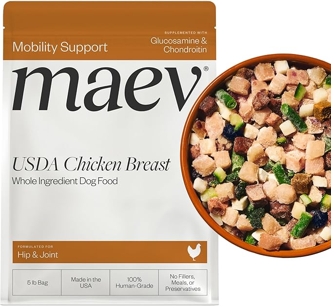 Maev Human-Grade Chicken Dog Food, Hip & Joint Formula, Whole Ingredient, Gluten-Free, High Protein Puppy & Dog Food, 5 lb