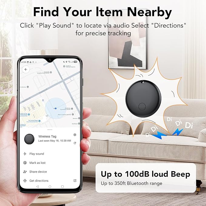 Android Air Tracker, Bluetooth Tracker Tags, Work with Google's Find Hub(Android), Smart Tags for Luggage, Wallet, Vehicles, Keys (Not for iOS) 4 Pack