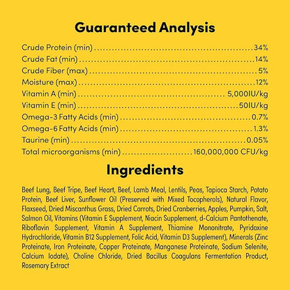 Raw 50% Freeze Dried Dog Food RawMix50 Beef Organs, High Protein, Grain-Free Kibble, No Corn or Wheat, Complete and Balanced, 2lb