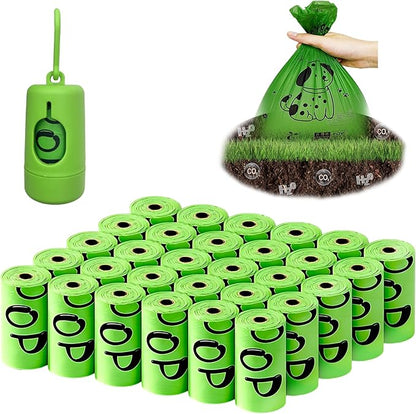 Dog Poop Bags Rolls-Biodegradable dog poop bags, Compostable Dog Waste Bags, ASTM D6400 & EN 13432 Compliant BPI Certified Pet Waste Bags. Earth Friendly 450 waste bag including dispenser