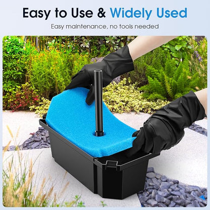 Pond Filter with Pump Fountain Kits, 660GPH Pond Filter with 40W Pond Pump & Fountain Kit, Koi Pond Filters for Outdoor Ponds Clean, Clear, and Add Water Features(Corded Electric)