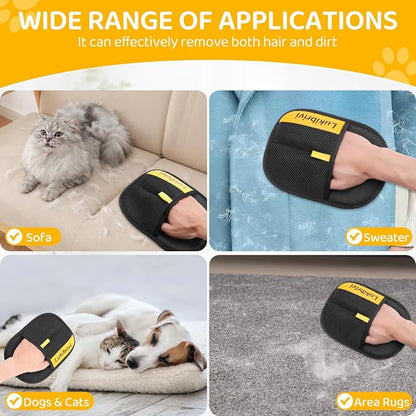 Pet Hair Removal Glove for Dogs & Cats - Upgraded Reusable Electrostatic Pet Hair Glove, Gentle Grooming Mitt, Pet Hair Remover Tool for Laundry, Couch, Carpet & Car Seat,2 Pack
