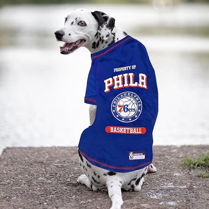 Pets First Cute Dog T-Shirt, Small - NBA Philadelphia 76ers Dog & Cat Shirt with Basketball Team Logo. Comfortable & Fashionable Yet Durable Pet Outfit