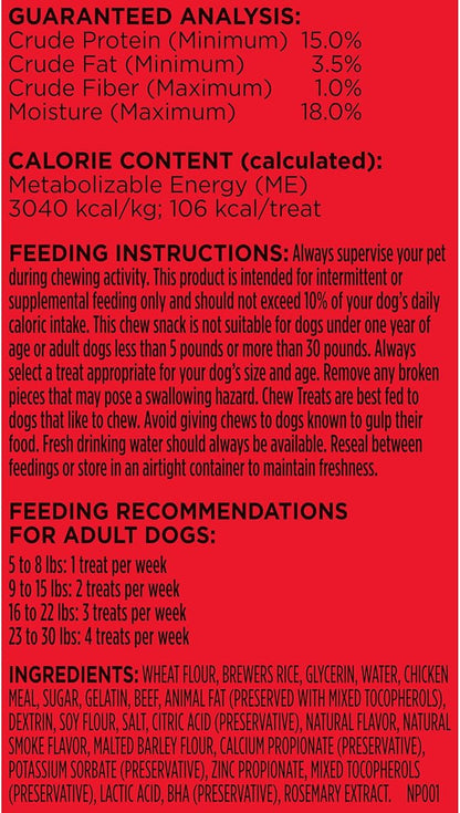 Milk-Bone Mini Comfort Chews, Chewy Texture and Real Beef, 18 Mini Chews (Pack of 4)