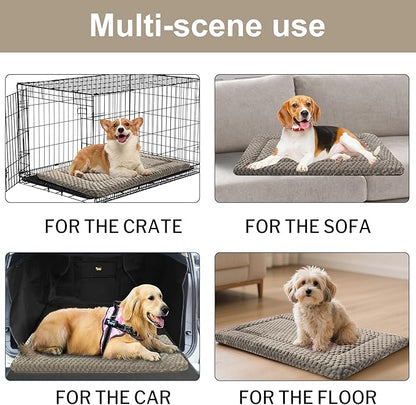Dog Bed Crate Mat, Soft Durable Washable Anti-Slip Kennel Pad for Dogs & Cats, Reversible (Light Gray, M(30"*20"*1.5"))