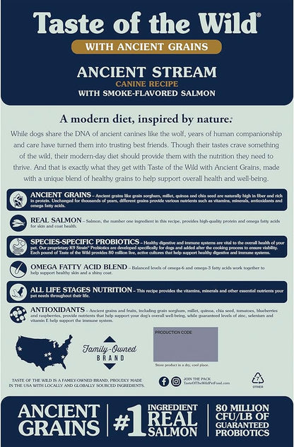 Taste Of The Wild Ancient Stream Canine Recipe With Smoke-Flavored Salmon And Ancient Grains 5lb
