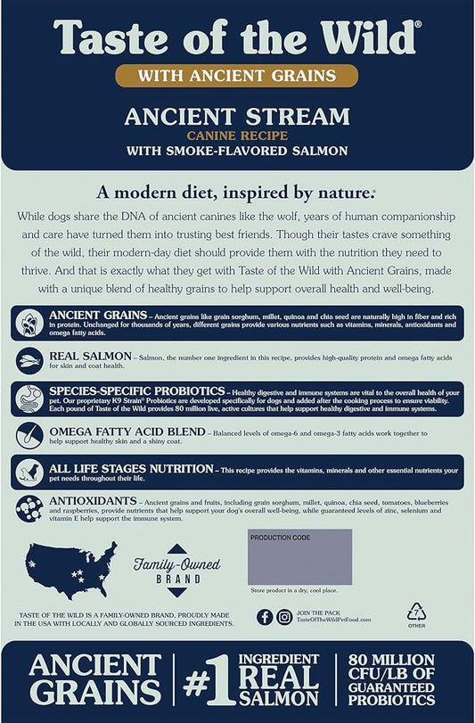 Taste Of The Wild Ancient Stream Canine Recipe With Smoke-Flavored Salmon And Ancient Grains 5lb