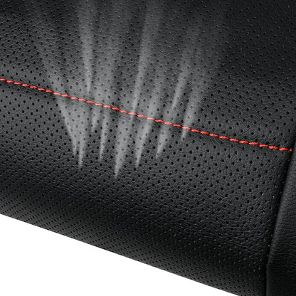CAR PASS Universal FIT Piping Leather Car Seat Cover, for suvs,Van,Trucks,Airbag Compatible,Inside Zipper Design and Reserved Opening Holes (Full Set, Black and Red)