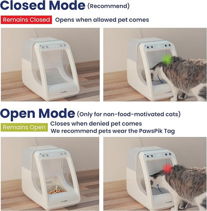 PawsPik Automatic Microchip RFID Cat Feeder,16-Cup, ISO Microchip & PawsPik RFID Tag Compatible, App Control, Portion Control