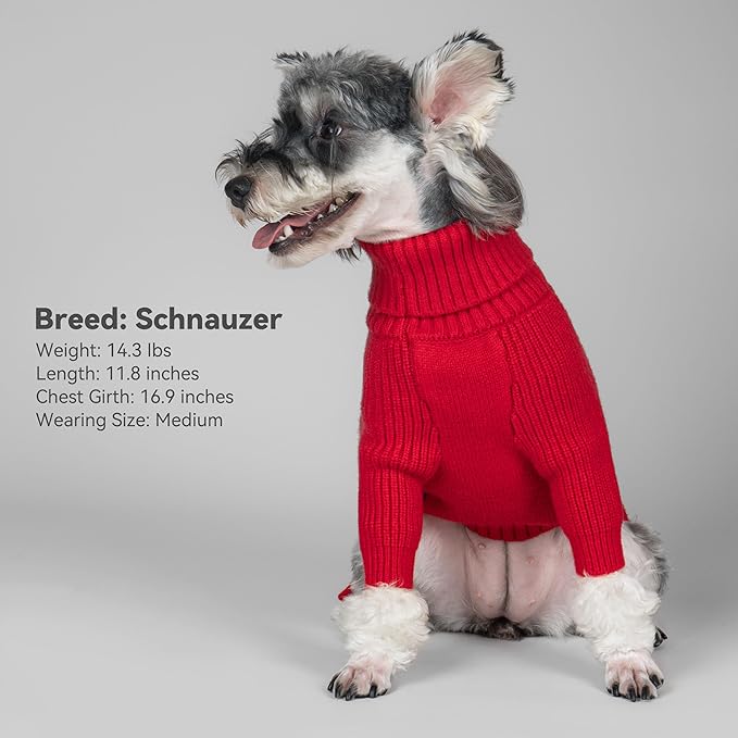 cyeollo 3XL Dog Christmas Sweaters for Large Dogs Girl, Stretchy & Cozy Warm Knit Doggy Sweater with Sleeves Turtleneck Fall Winter Cold Weather Big Dog Clothes Like Doberman Labrador, Red XXXL