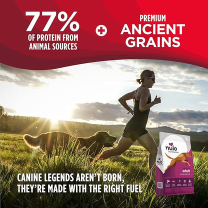 Nulo Frontrunner Dry Dog Food - Adult High-Protein Pork, Barley & Beef Recipe, Natural Kibble with Ancient Grains, Probiotics, Taurine, Omega 3 for Small, Medium and Large Breeds, 25lb Bag