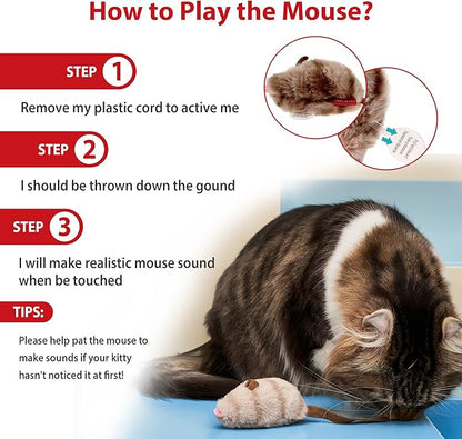 Gigwi Chirpy Cat Squeak Toy - Interactive Mouse Cat Toy with Melody Chaser for Kitten Play and Boredom Relief