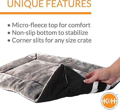 K&H Pet Products Self-Warming Dog Crate Pad, Self Heating Cat Mat, Portable, Machine Washable, No Electric Needed, Adjustable Fit, Non-Slip, Great for Cat Window Perches - Extra-Small 14 X 22in Gray