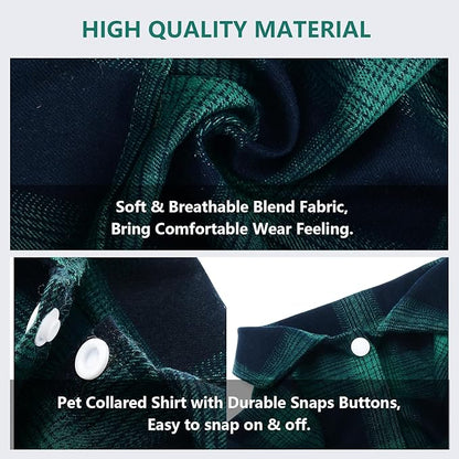 Dog Shirt,Koneseve Pet Plaid Polo Clothes Shirt T-Shirt, Sweater Bottoming Shirt ,Cat Puppy Grid Adorable Wearing Stylish Cozy Halloween,Christmas Costumes {Green;XS/Extra Small}