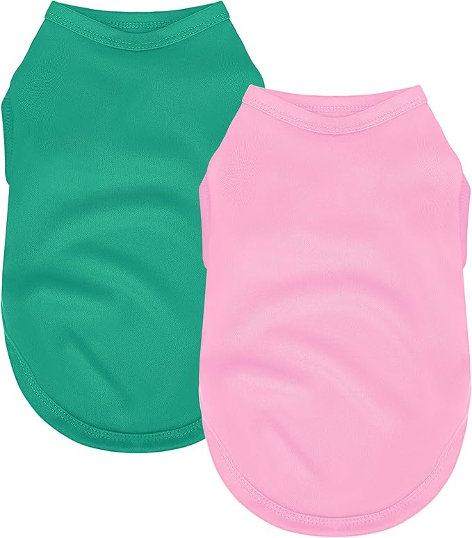 2 Pack Solid Color Dog Shirts – Lightweight, Breathable Pet T-Shirts, Durable Stretchy Clothes for Small to Large Dogs, Ideal for Everyday Wear & Holidays.Pink Blue Large