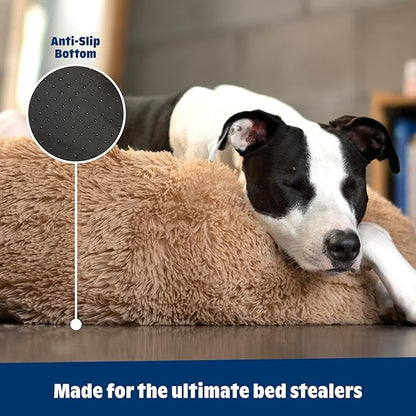 Barkbox Dog Bed, 2-in-1 Memory Foam Donut Cuddler Dog and Cat Bed, Calming Orthopedic Joint Relief Fur Crate Lounger for Pets, Machine Washable + Removable Cover, Waterproof Lining, Includes Toy