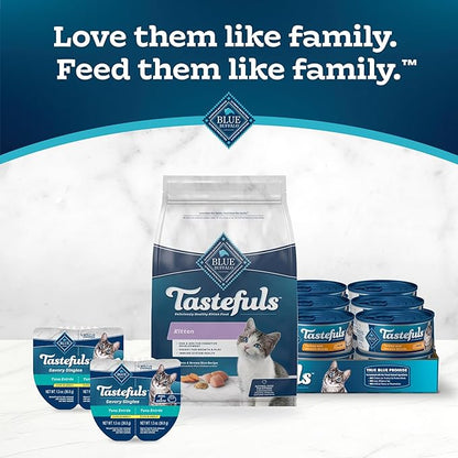Blue Buffalo Tastefuls Kitten Food With DHA Dry Cat Food Made in the USA with Natural Ingredients, Chicken Recipe, 3-lb. Resealable Bag