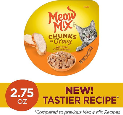 Meow Mix Chunks in Gravy Wet Cat Food, Chicken Breast, 2.75 Ounce (Pack of 12)