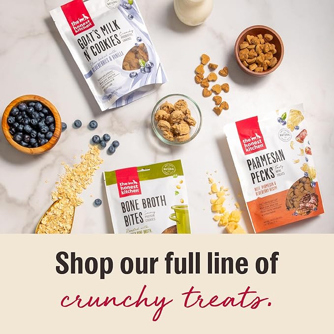The Honest Kitchen Human Grade Dog Treats Goat's Milk N' Cookies: Slow Baked with Blueberries & Vanilla, 8 oz Bag