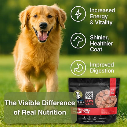 Visionary Pet Foods Freeze Dried Raw Dog Food, Topper & Meal Mixer – Real Beef | KetoPet Research Formula | Less Than 1g Net Carbs | Ketogenic | Grain Free High Protein | Made in USA | 25oz