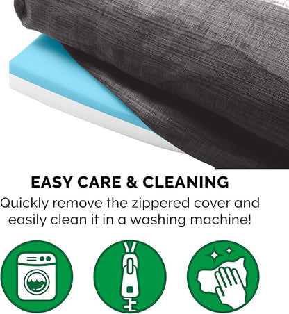 Furhaven Cooling Gel Dog Bed for Large Dogs w/ Removable Bolsters & Washable Cover, For Dogs Up to 125 lbs - Luxe Faux Fur & Performance Linen Sofa - Charcoal, Jumbo Plus/XXL