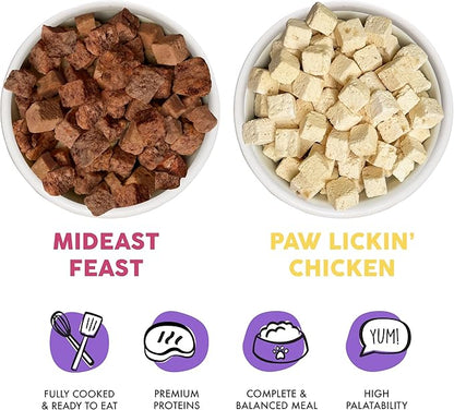 Bundle of Weruva Cat Freeze Dried Foods, Mideast Feast with Tilapia, and Paw Lickin' Chicken with Chicken Breast, 1oz Bags
