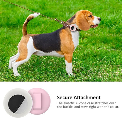 2022 AirTag Cat Collar Holder, Small AirTag Compatible Case, 2Pack Waterproof Cover for Pet Collar Within 3/8 inch (Pink&White)