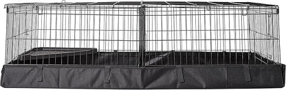 Amazon Basics Leakproof Canvas Bottom Guinea Pig Cage, Easy to Clean Small Animal Habitat with Divider Set, Indoor/Outdoor, Portable, No Tools Needed, 47.6"L x 24.2"W x 14"H, Black