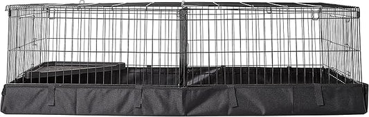Amazon Basics Leakproof Canvas Bottom Guinea Pig Cage, Easy to Clean Small Animal Habitat with Divider Set, Indoor/Outdoor, Portable, No Tools Needed, 47.6"L x 24.2"W x 14"H, Black